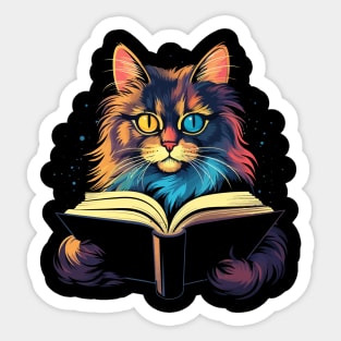 Somali Cat Reads Book Sticker